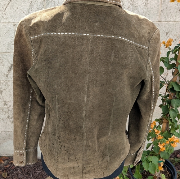 90s VTG Brown Leather Button Up Shirt - Picture 13 of 13